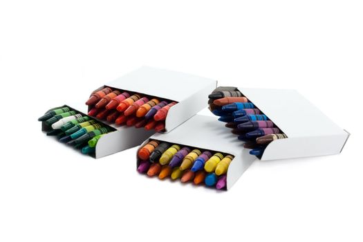 Boxes with pencil insulated on white background