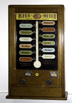 An antique kiss-o-meter machine