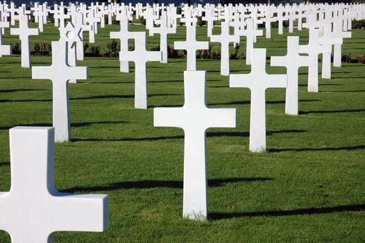 Marble graves in an American War Cemetery - names removed