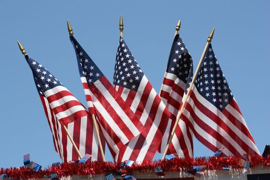 American flags close up.