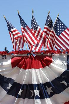 American flags close up.