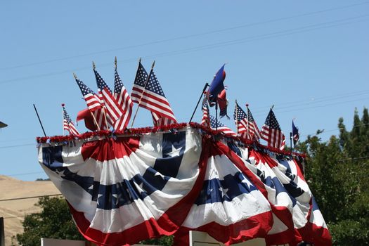 American flags close up.