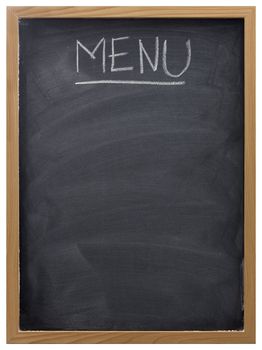 blank blackboard in wood frame  with white chalk smudges used a restaurant menu