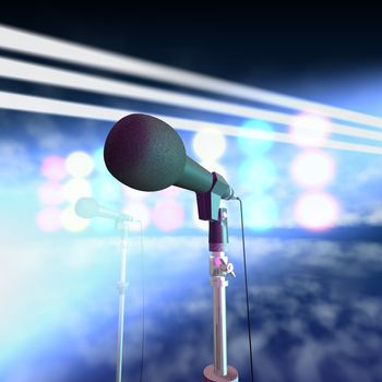 Microphones on a musical stage