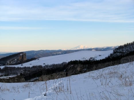 The main Caucasian ridge; rocks; a relief; a landscape; a hill