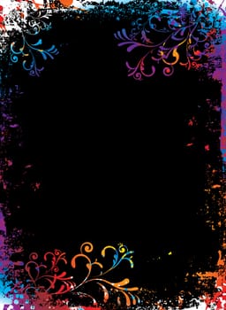 Rainbow grunge floral background with to add your own copy