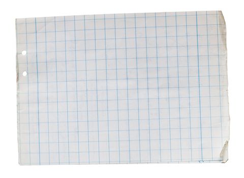 Stack of old lined papers from note book. Clipping path included to easy remove object shadow or replace background.