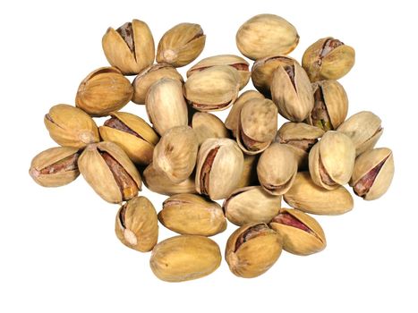 Pistachios with shell on white background