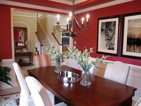 Well decorated formal dining room in a luxury home