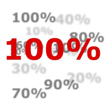 100 percent discount or sale concept with red number