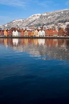 Beautiful Bergen city a winters day