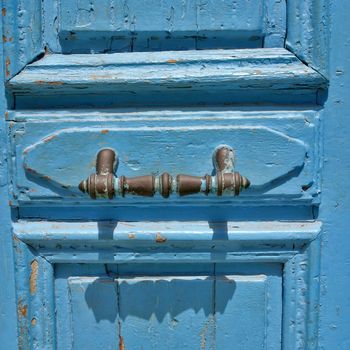 Blue door with grip