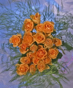still life with a bunch of an orange roses