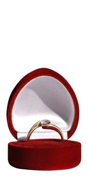 engagement ring in red box isolated on white background work path included