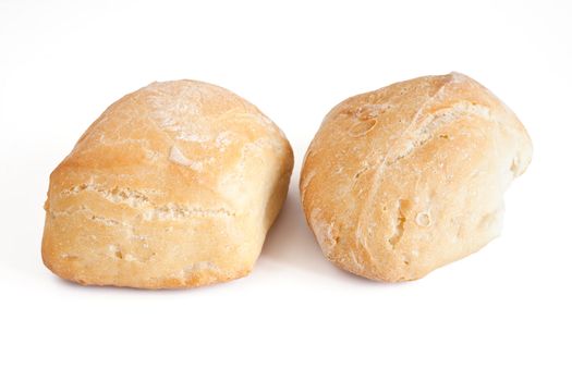 two loafs of bread isolated on white background with clipping path