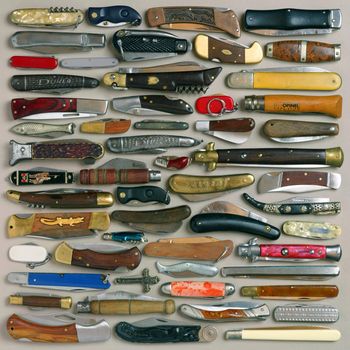 still life with collection of knives