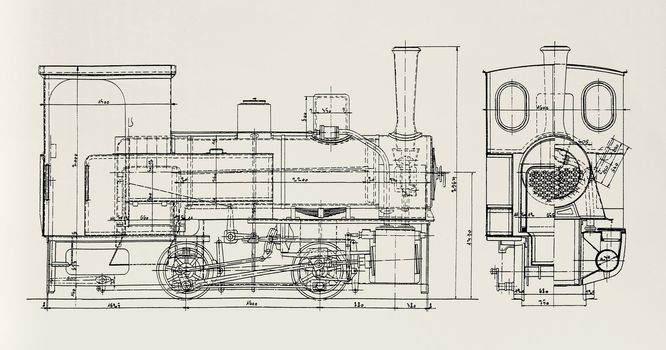 plan of vintage steam-engine 
