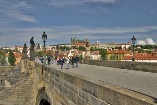 Prague - view from Charles Bridge to the Castle