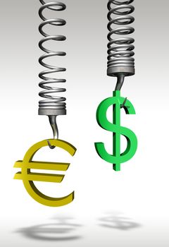 Euro Dollar comparison - 3d concept image