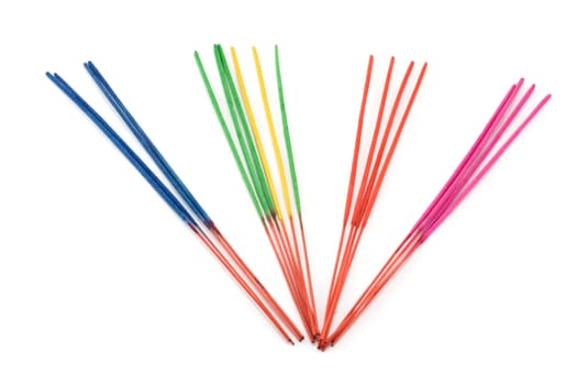 Aromatic colour sticks, disposit on white background