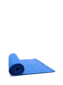 An exercise mat isolated against a white background
