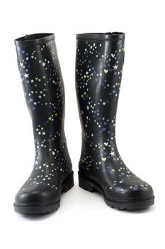 Rubber boots, black, insulated on white background