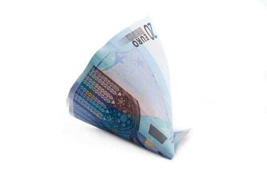 Bills euro rolled up insulated on white background
