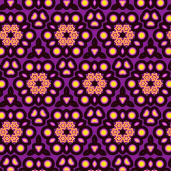 A mauve and yellow tile pattern based on triangles and hexagons with repeats of three.