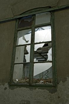 broken window in a ruin house