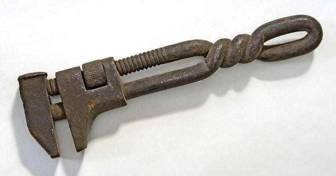 vintage rusty adjustable spanner