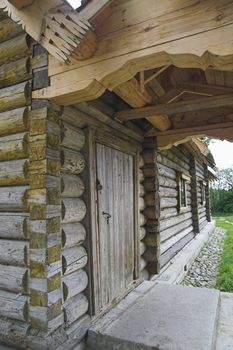 Ancient Russian loghouse near Saint Petersburg, Russia.