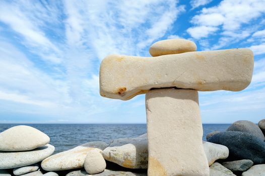 Small pebbles are connected with a large stone
