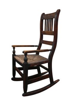 Old wooden rocking chair isolated with clipping path