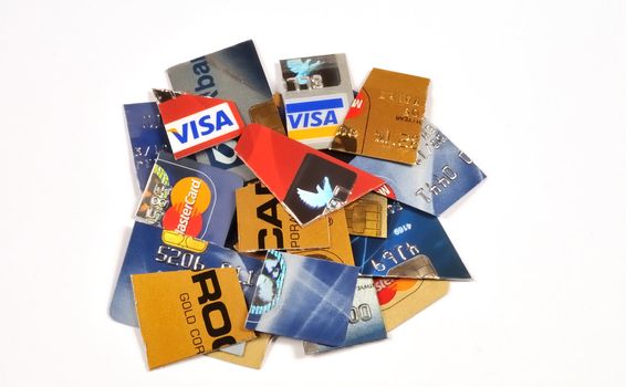 Some creditcards cut into pieces