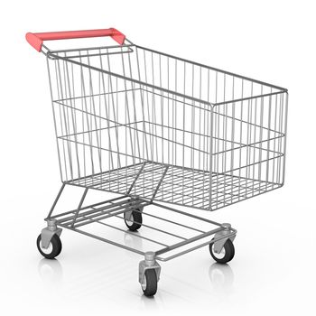 Empty shopping cart. 3D rendered image.
