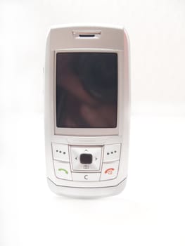 Isolated cell phone on white with copy space