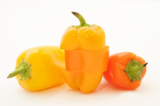 Three peppers, one with unusual triple cut