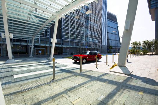 taxi stop at zebra crossing at city