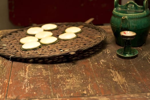 chinese old table and teabottle