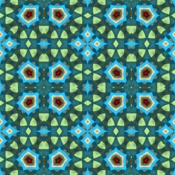 seamless texture of symmetric blue and green ice shapes