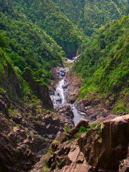 View of Barron Gorge from the to of Barron Falls in Queensland, Australia.