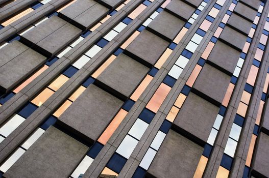 A pattern of windows on a building in downtown Edmonton in Alberta, Canada.