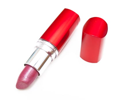 photo of the red lipstick over the white background