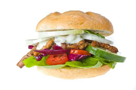 doner kebab sandwich isolated on white