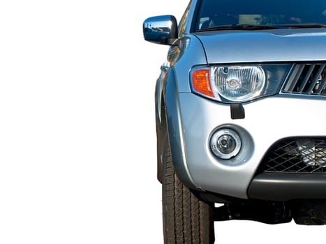 closeup photo front of modern half car with  headlights