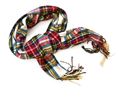 chequered wool scarf over the white background