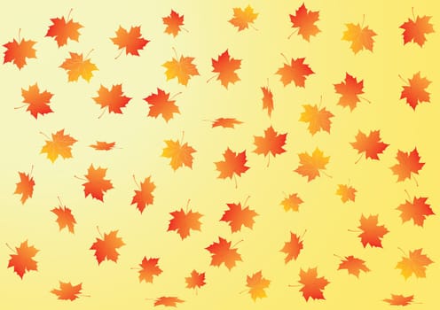 Vector autumn background with maple leaves