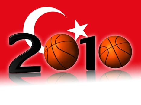 It's a big 2010 basketball logo with turkey flag in background