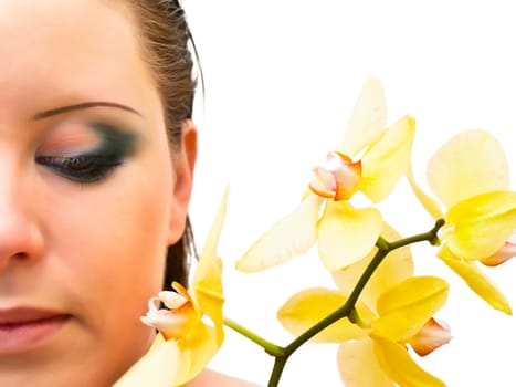 portret of woman with the yellow orchid