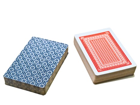 two decks of cards over the white background